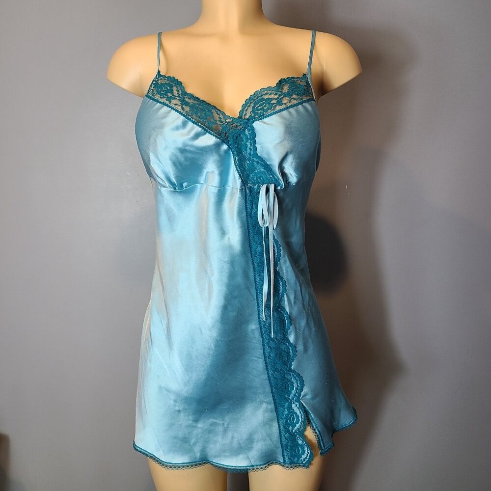 Vtg Victoria Secret Slip Mini Dress L Babydoll Silky Coquette Y2K Feminine Flowy
